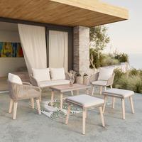 TERASOVÁ SEDACIA SÚPRAVA ELODIE - hnedá/čierna, Modern, drevo/textil - Bessagi Garden
