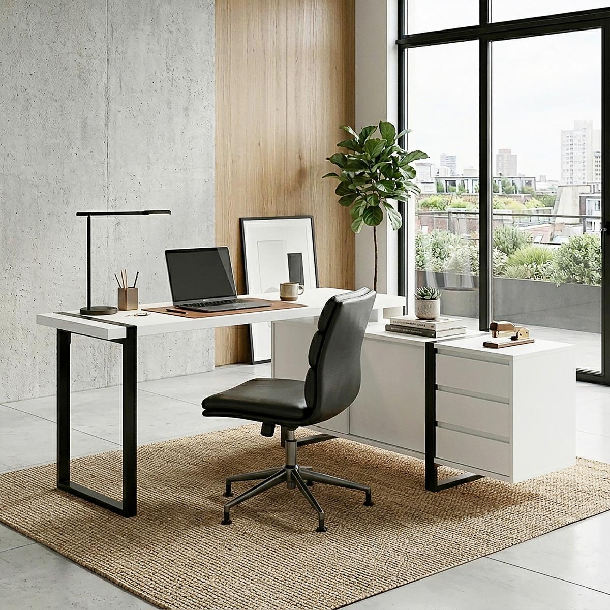 Eckschreibtisch Ray Schwarz/Weiß L: 160 cm - Schwarz/Weiß, MODERN, Holzwerkstoff/Metall (160/160/76cm) - Livetastic