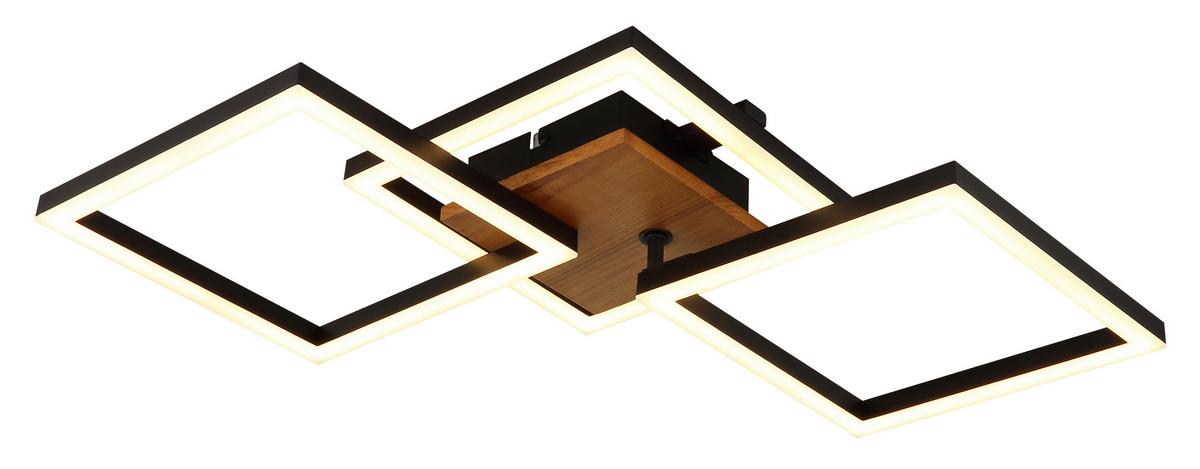 LED-Deckenleuchte 67280-30 - Dunkelbraun/Opal, Design, Holz/Kunststoff (66/31/7,5cm) - Globo