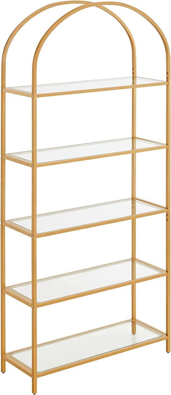 Nástenná knižnica, zlatá farba - zlatá, Basics, kov/sklo (83/183,5/30,2cm) - Boxxx