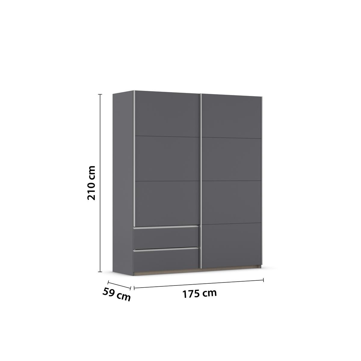 Schwebetürenschrank Stoke Grau B: 175 Cm - Grau, MODERN, Holzwerkstoff (175/210/59cm) - Rauch Möbel