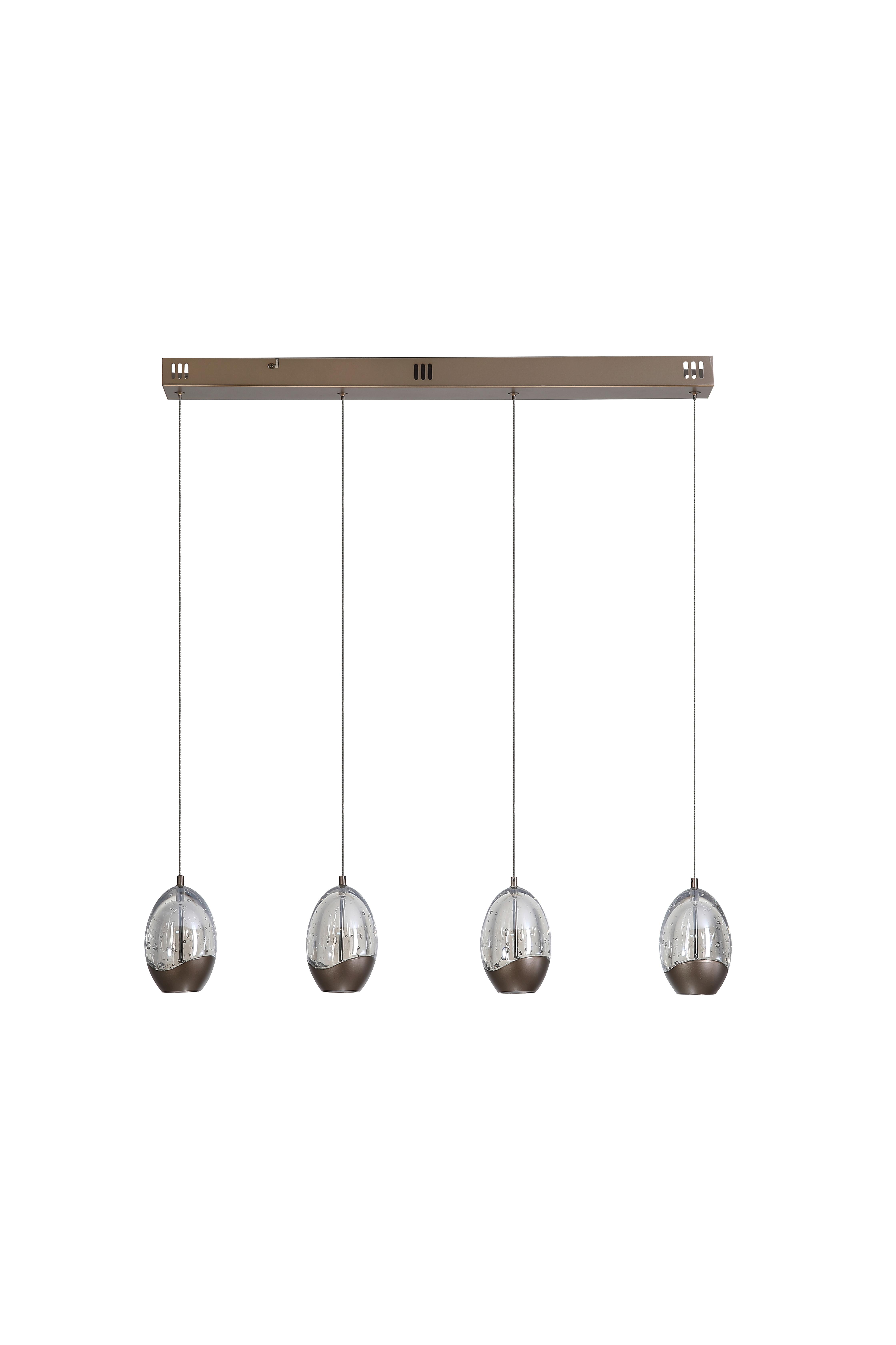 Led-hängeleuchte Charm Champagner Beige Transparent - Champagner/Transparent, Trend, Glas/Metall (70/9/150cm)