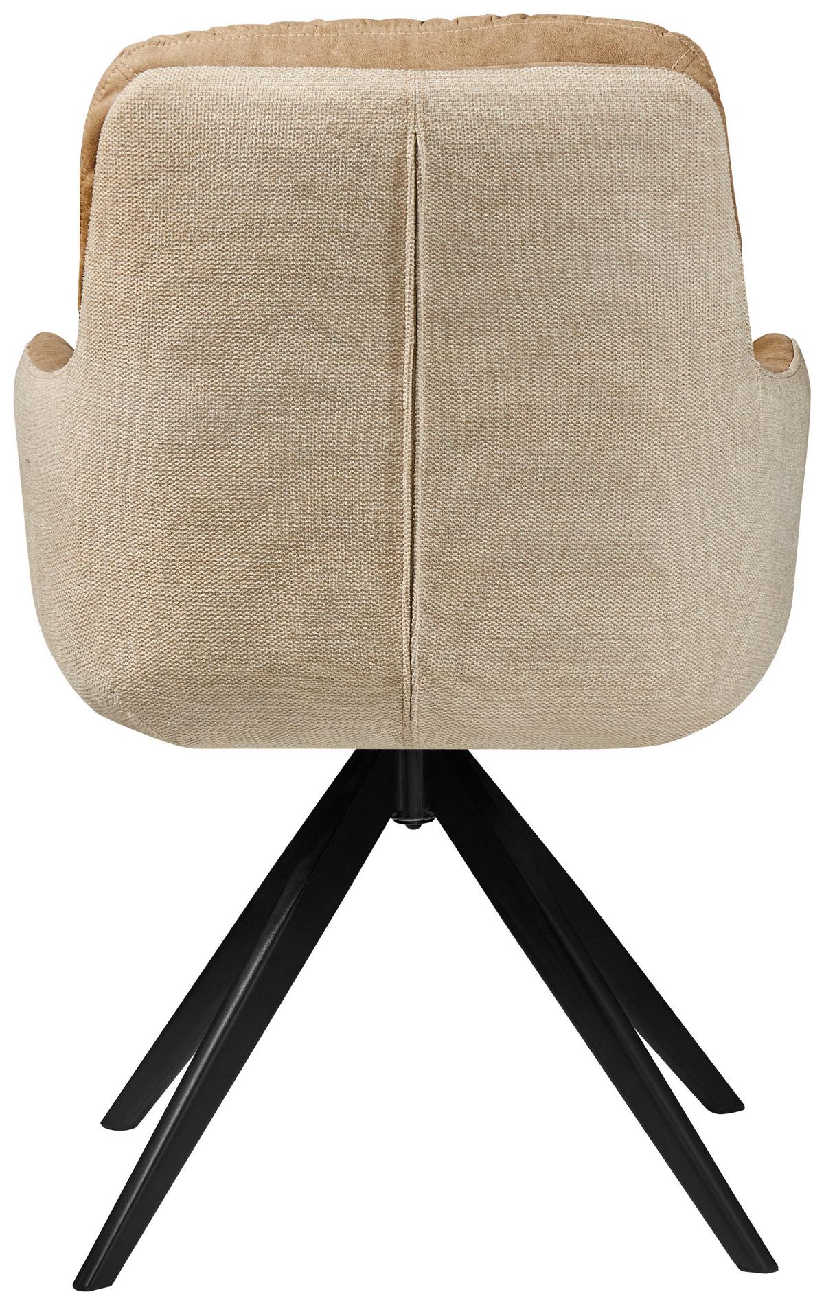 Armlehnstuhl Dian 125 - Taupe/Schwarz, MODERN, Textil/Metall (57/87/64,5cm) - Kayoom