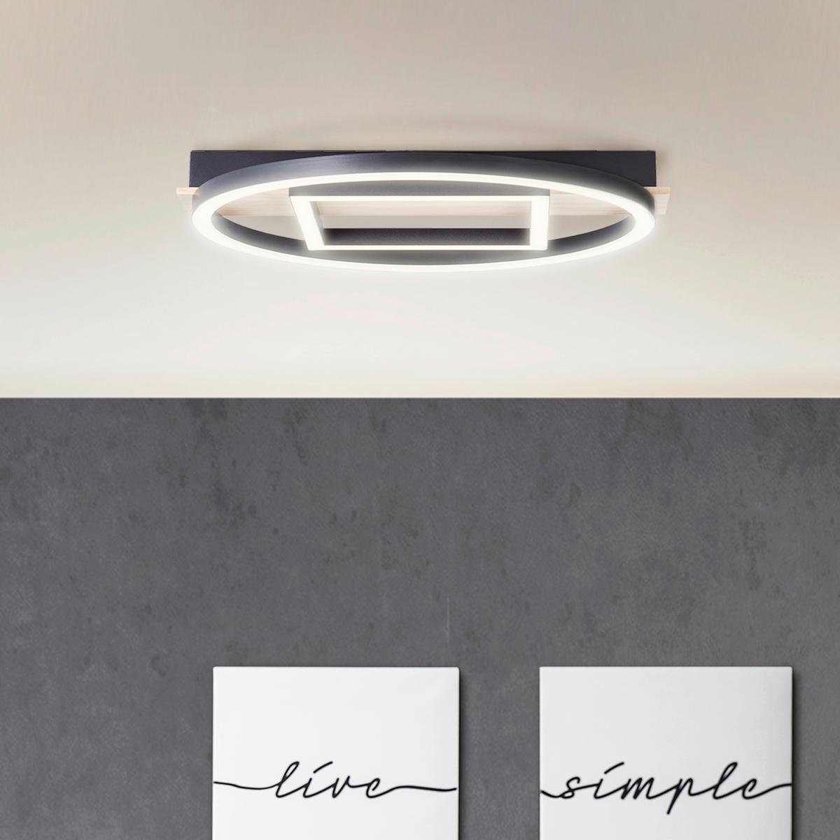 LED-Paneel G99928a76 Maureen - Schwarz/Braun, Design, Holz/Kunststoff (5/39/37cm) - Brilliant