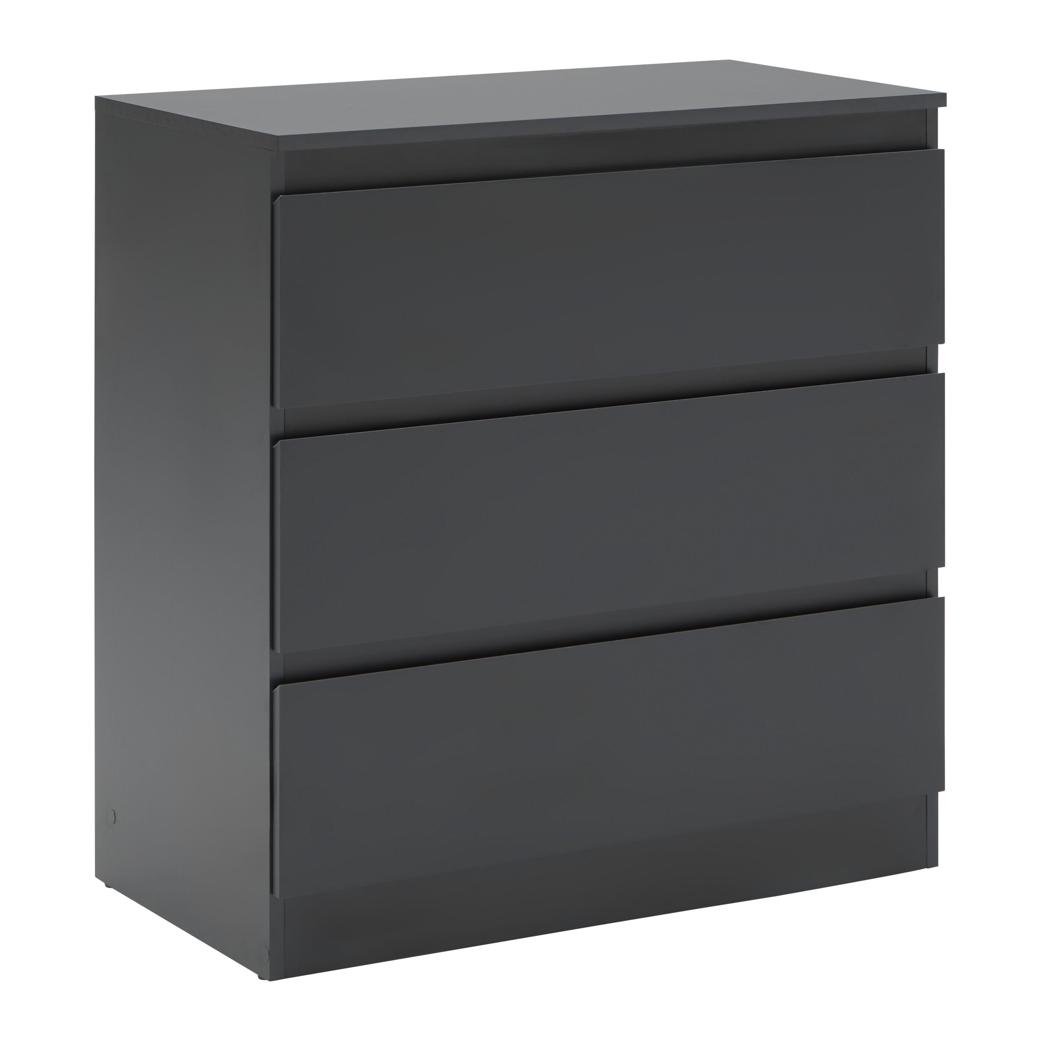 Kommode Mara Anthrazit B: 77 cm - Anthrazit/Schwarz, KONVENTIONELL, Holzwerkstoff (77/80/42cm) - Mömax