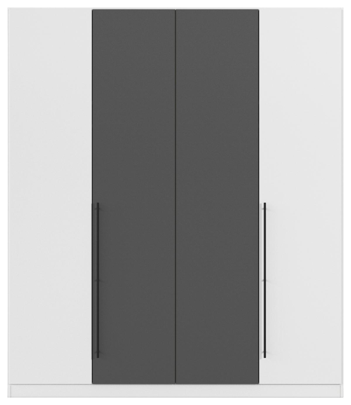 Kleiderschrank Safari B: 181 cm - Weiß/Grau, KONVENTIONELL, Holzwerkstoff (181/210/54cm)