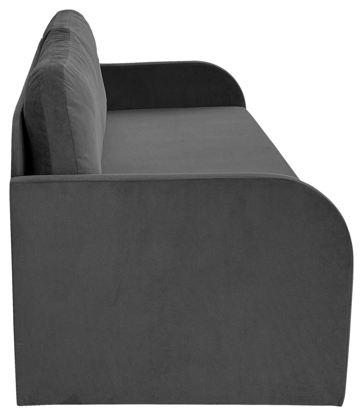 Schlafsofa mit Bettkasten Milan Dunkelgrau B: 203 cm - Dunkelgrau/Schwarz, Design, Textil (203/77/86cm) - MID.YOU