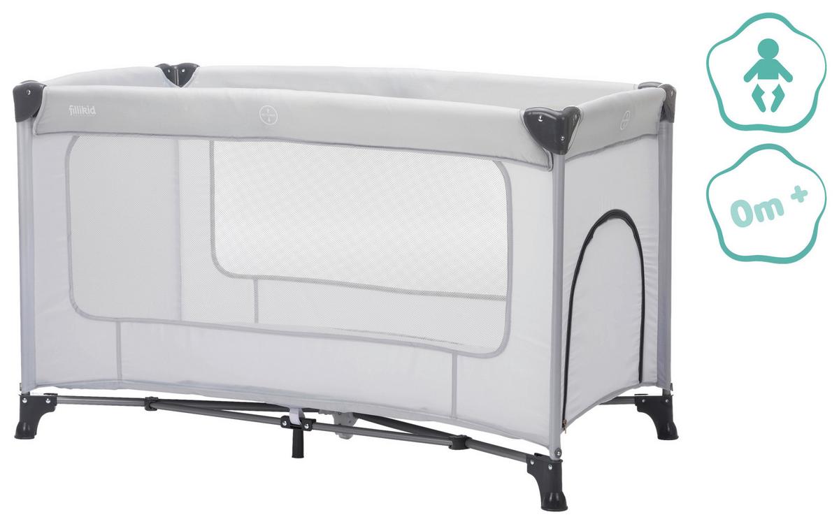 Reisebett Nizza - Hellgrau, LIFESTYLE, Textil/Metall (120/60cm) - Fillikid