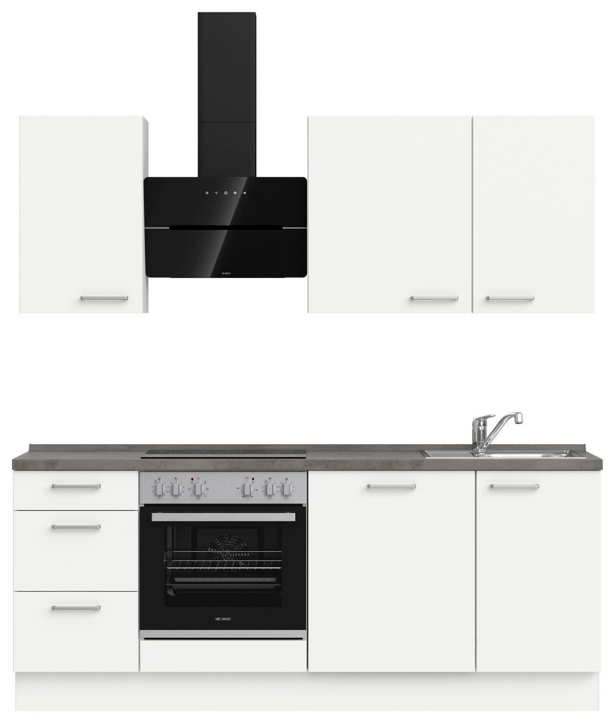 KÜCHENLEERBLOCK TOUCH HIGH - LINE, H5 LINKS - Weiß/Grau, MODERN, Holzwerkstoff (210cm) - Nobilia