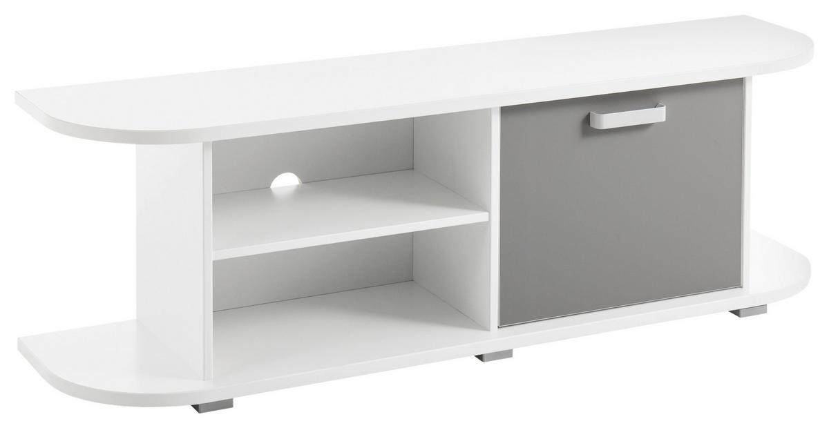TV-Element Yoris B: 141,6 cm Weiß/Grau - Weiß/Grau, Design, Holzwerkstoff (141,6/44,8/36cm) - MID.YOU