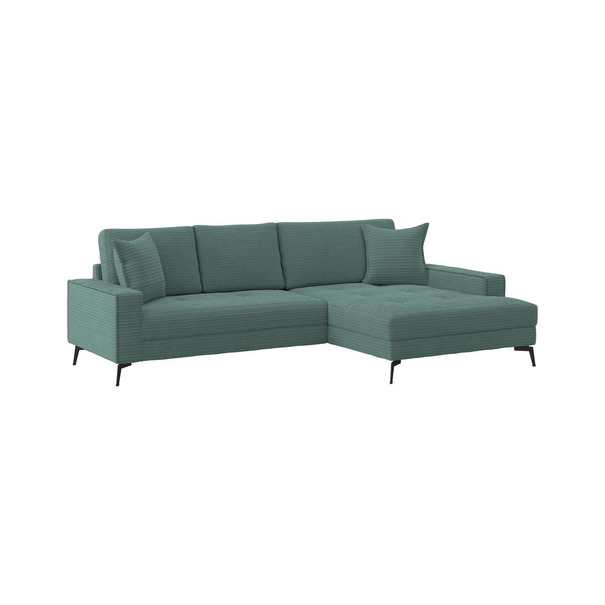 Ecksofa Zero mit Kissen Petrol 286x173 cm - Petrol/Schwarz, Trend, Textil (286/173cm)