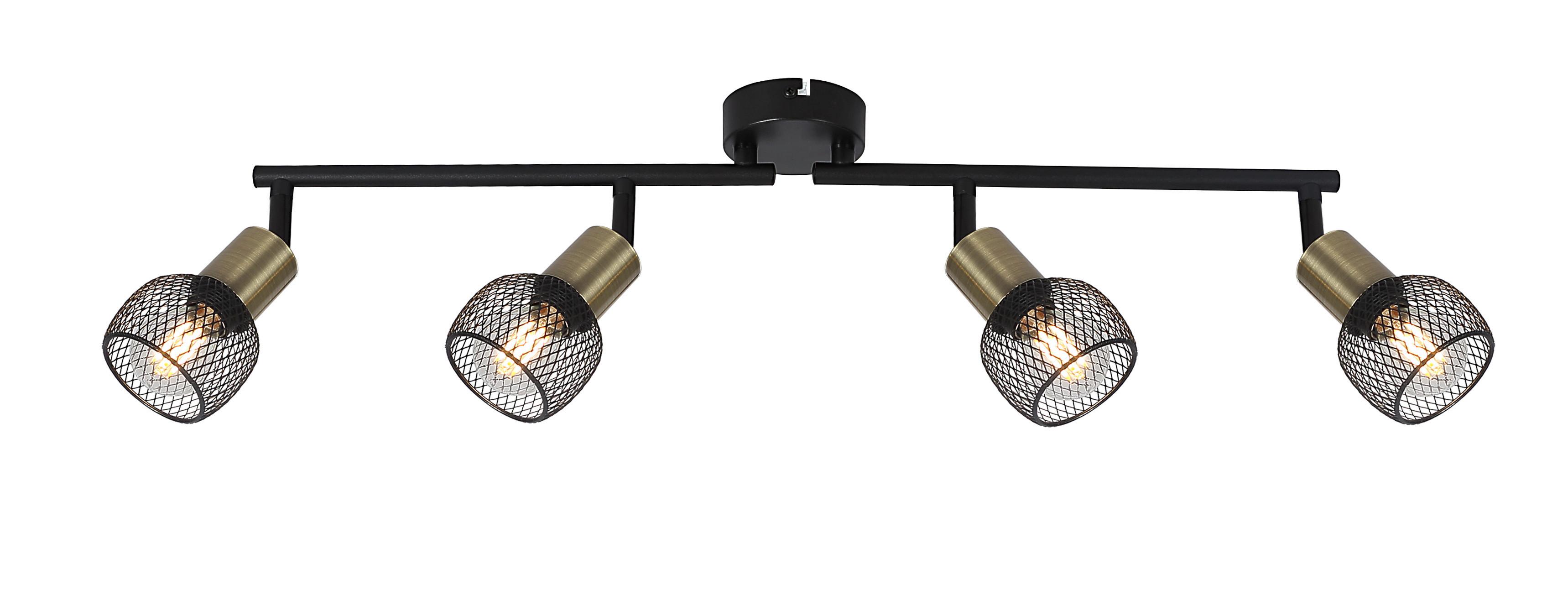 Strahler Fiastra 4-Flammig verstellbar L: 60 cm - Schwarz, Basics, Metall (60/8/15cm) - Globo