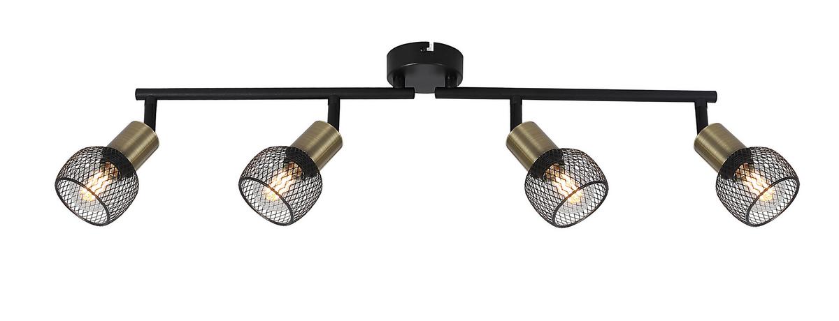 Strahler Fiastra 4-Flammig verstellbar L: 60 cm - Schwarz, Basics, Metall (60/8/15cm) - Globo
