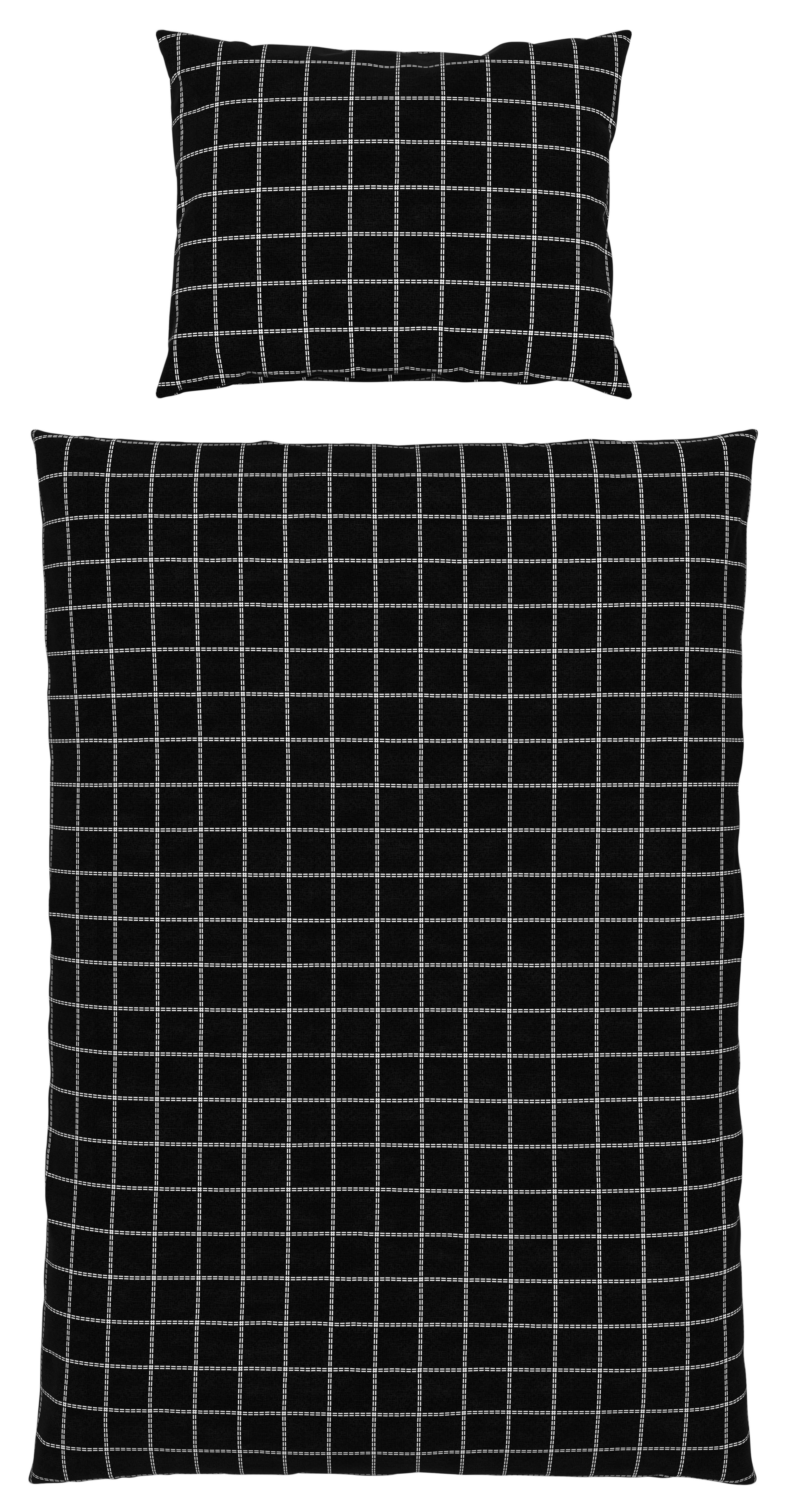 Renforce Bettwäsche 140x200 cm Valentina Baumwolle Schwarz - Schwarz, MODERN, Textil - Luca Bessoni