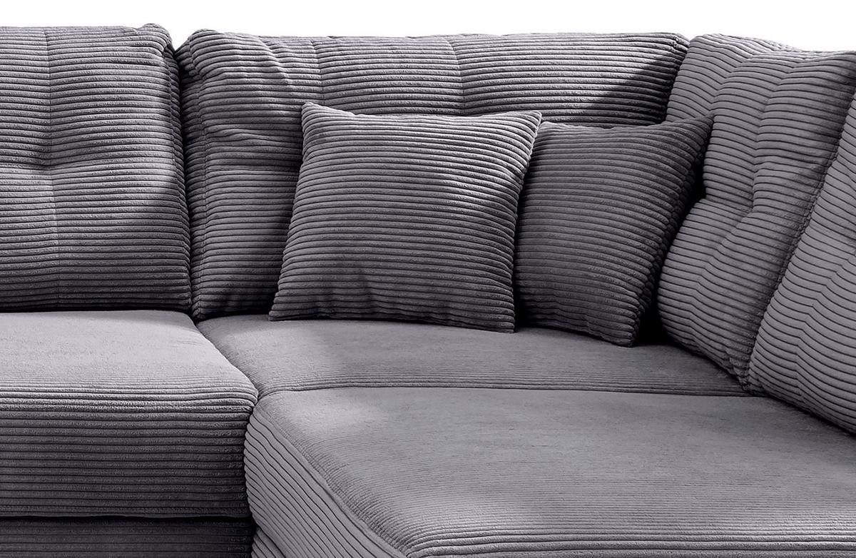 Wohnlandschaft Brizzini Grau S: 176x338-352 cm - Naturfarben/Grau, MODERN, Textil (176/338-352/206cm) - Livetastic