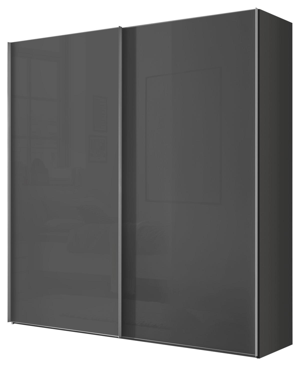 Šatníková skiňa LUMOS, šírka 200 cm - tmavosivá/hliníková, Konventionell, kov/kompozitné drevo (200/222/68cm)