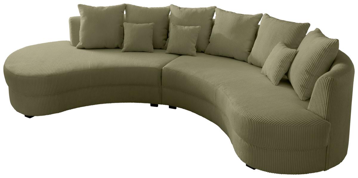 Wohnlandschaft Limoncello Olivgrün S: 300x160 cm - Schwarz/Olivgrün, Design, Textil (300/160cm) - Livetastic