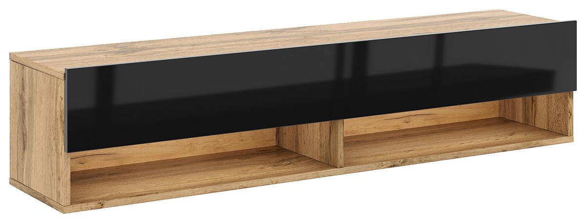 Lowboard Derby 140 - Schwarz Hochglanz/Eiche Wotan, Design, Holzwerkstoff (140/31,5/32,5cm) - Livetastic