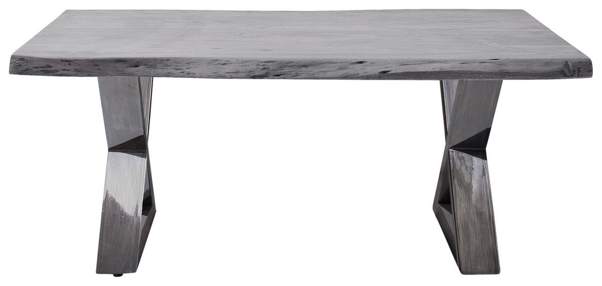 Couchtisch Holz Massiv Cartagena Walnuss/nickelfarben - Grau/Nickelfarben, MODERN, Holz/Metall (110/45/70cm)