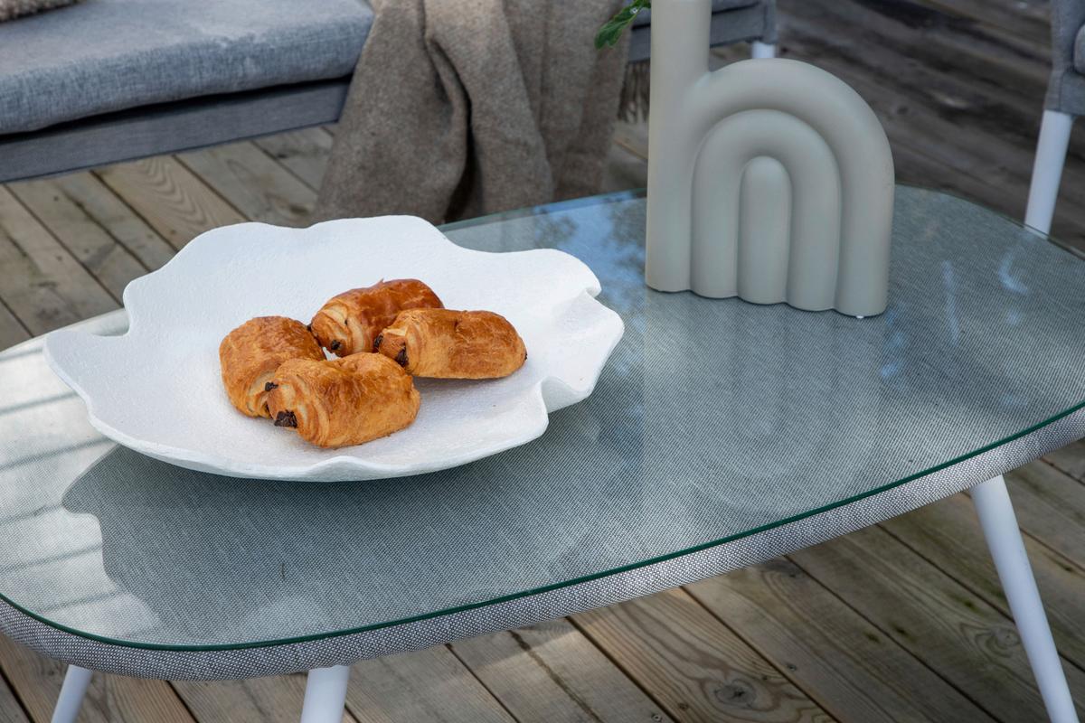 Loungegarnitur Spoga - Weiß/Grau, KONVENTIONELL, Glas/Textil - Gardenson