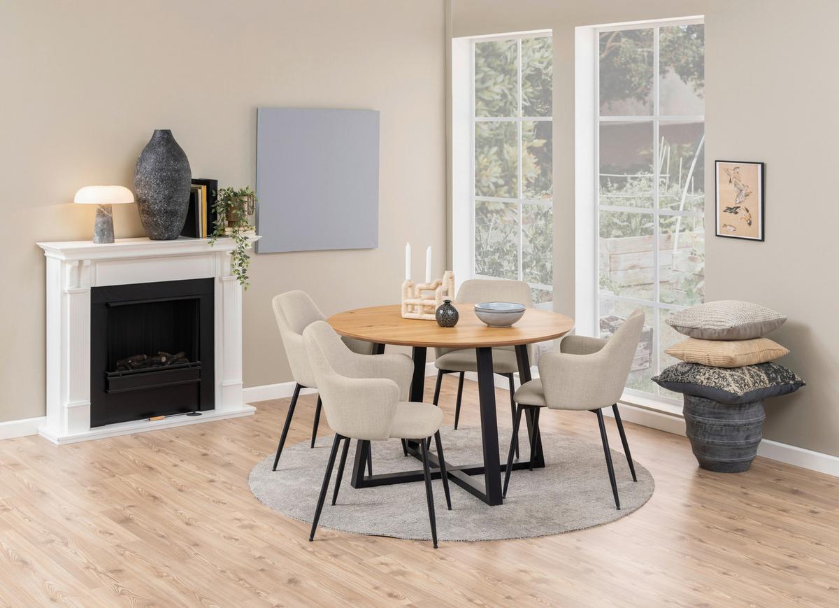 Armlehnstuhl Ilsa Beige - Beige/Schwarz, MODERN, Textil/Metall (54,5/84,5/60cm) - MID.YOU