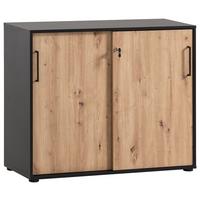 Aktenschrank Aino U 1000 St - Schwarz/Eiche Artisan, MODERN, Holzwerkstoff (100,1/83,6/41cm) - MID.YOU