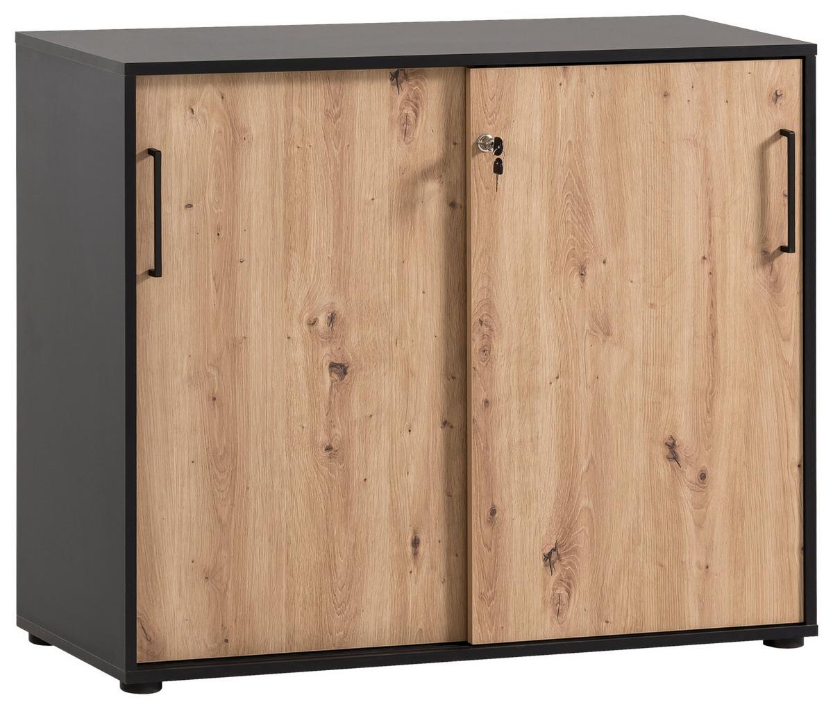 Aktenschrank Aino U 1000 St - Schwarz/Eiche Artisan, MODERN, Holzwerkstoff (100,1/83,6/41cm) - MID.YOU