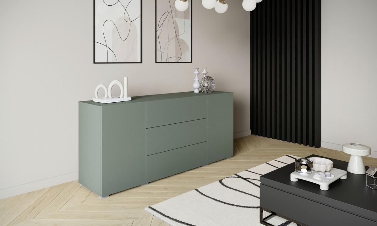 Sideboard 150cm Berlin 150 Salbeigrün - Salbeigrün/Grau, Design, Holzwerkstoff (150/68/38,5cm) - P & B