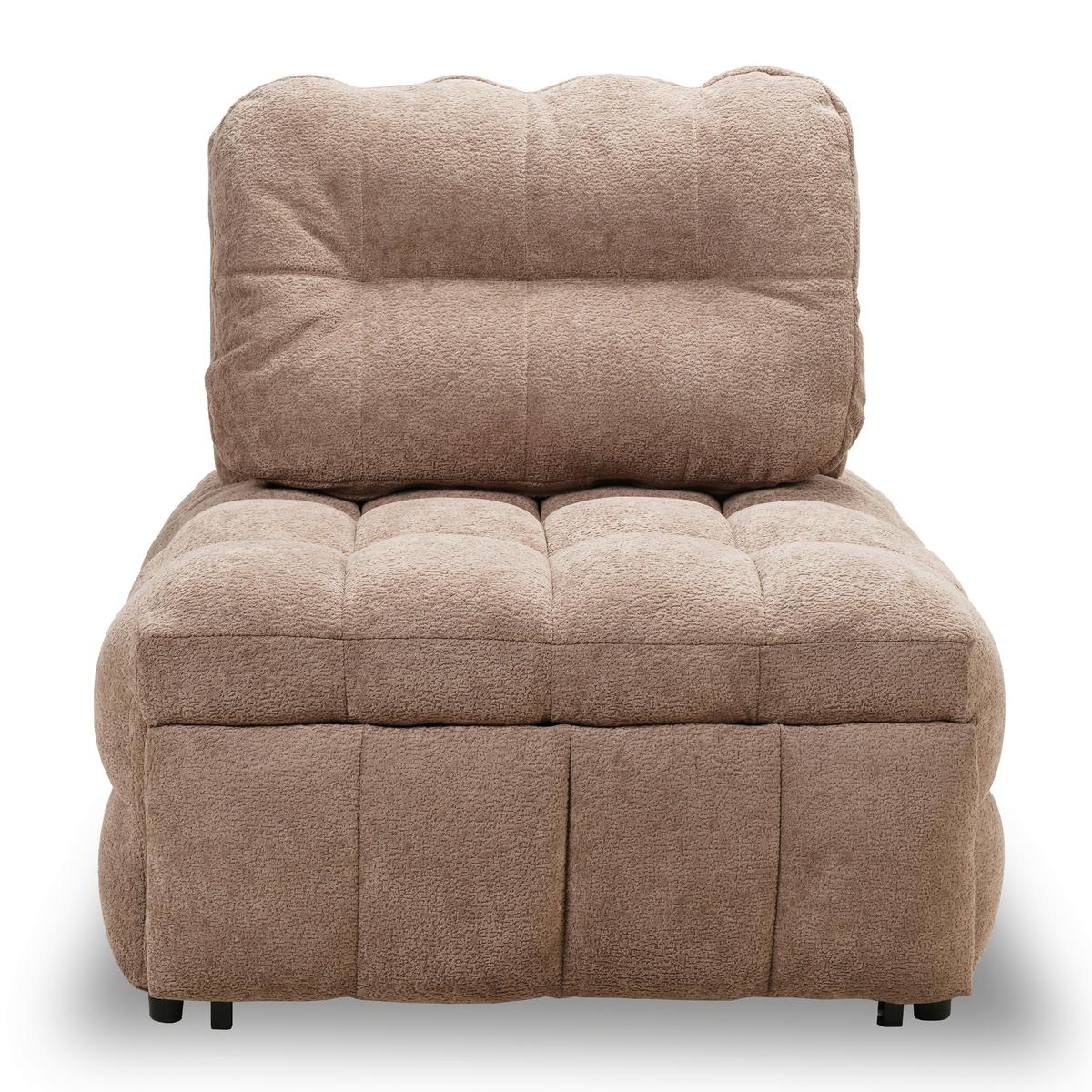 Rozkládací křeslo LIARA, mokka, 2-dílná sada - černá/mokka, Moderní, kov/dřevo (88/87/110cm) - Bessagi Home