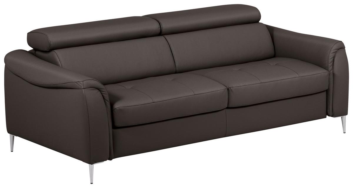 Schlafsofa Pafos Dunkelbraun Lederlook, Rindsleder B: 203cm - Dunkelbraun, Design, Leder/Textil (203/77-98/103cm) - MID.YOU