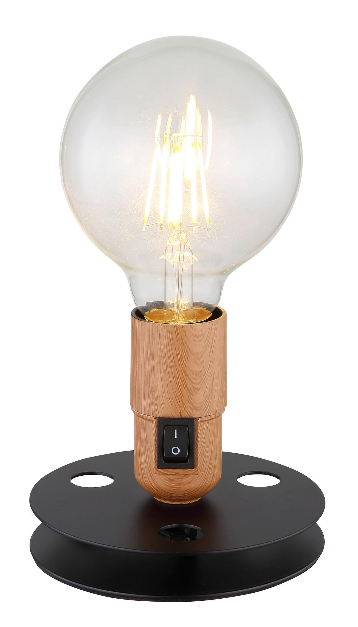 Tischlampe Schwarz Mit Schalter - Schwarz, KONVENTIONELL, Metall (12/9cm) - Globo