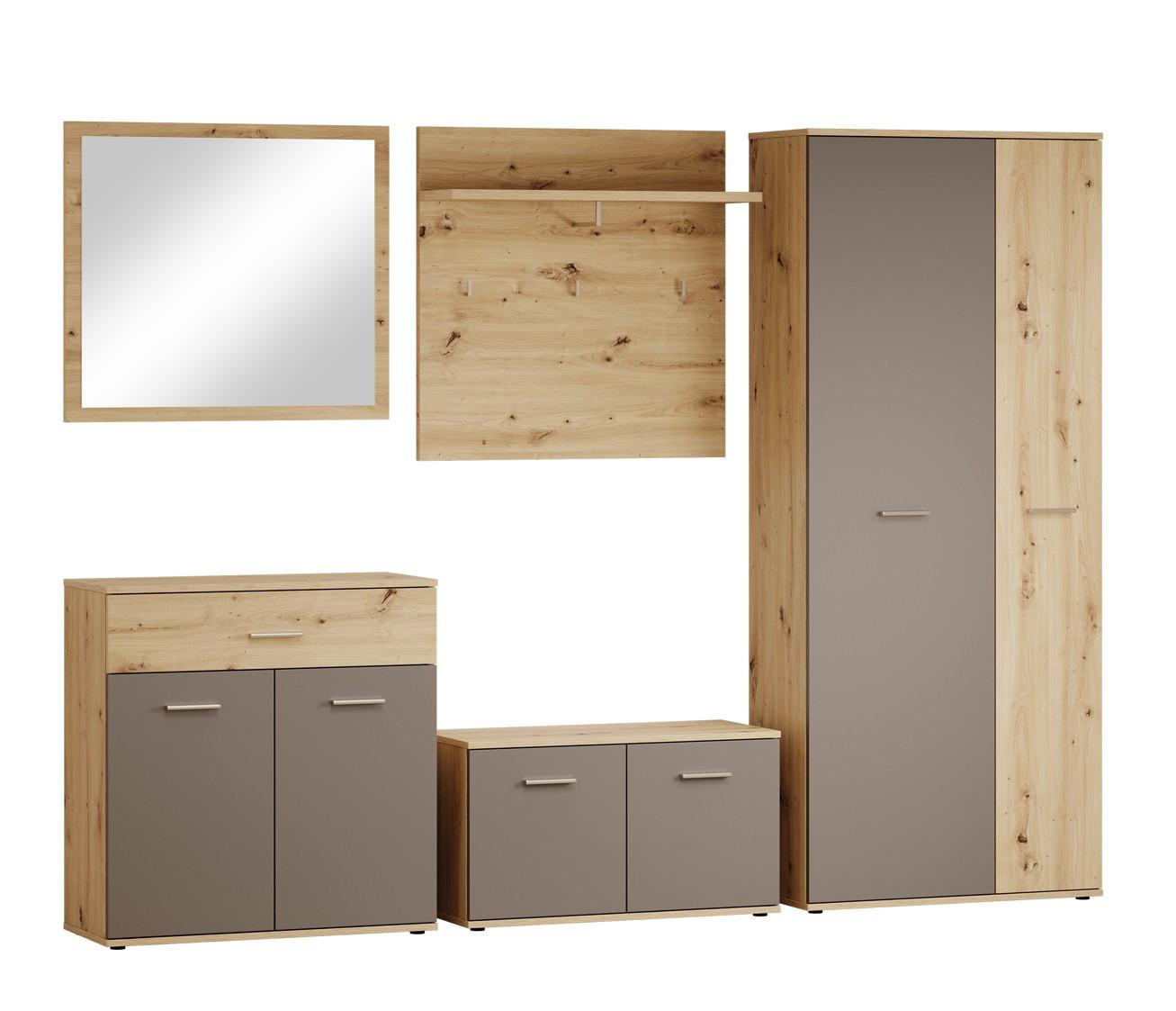 Garderobe Eva 5-teilig Anthrazit/eiche Artisanb:260cm