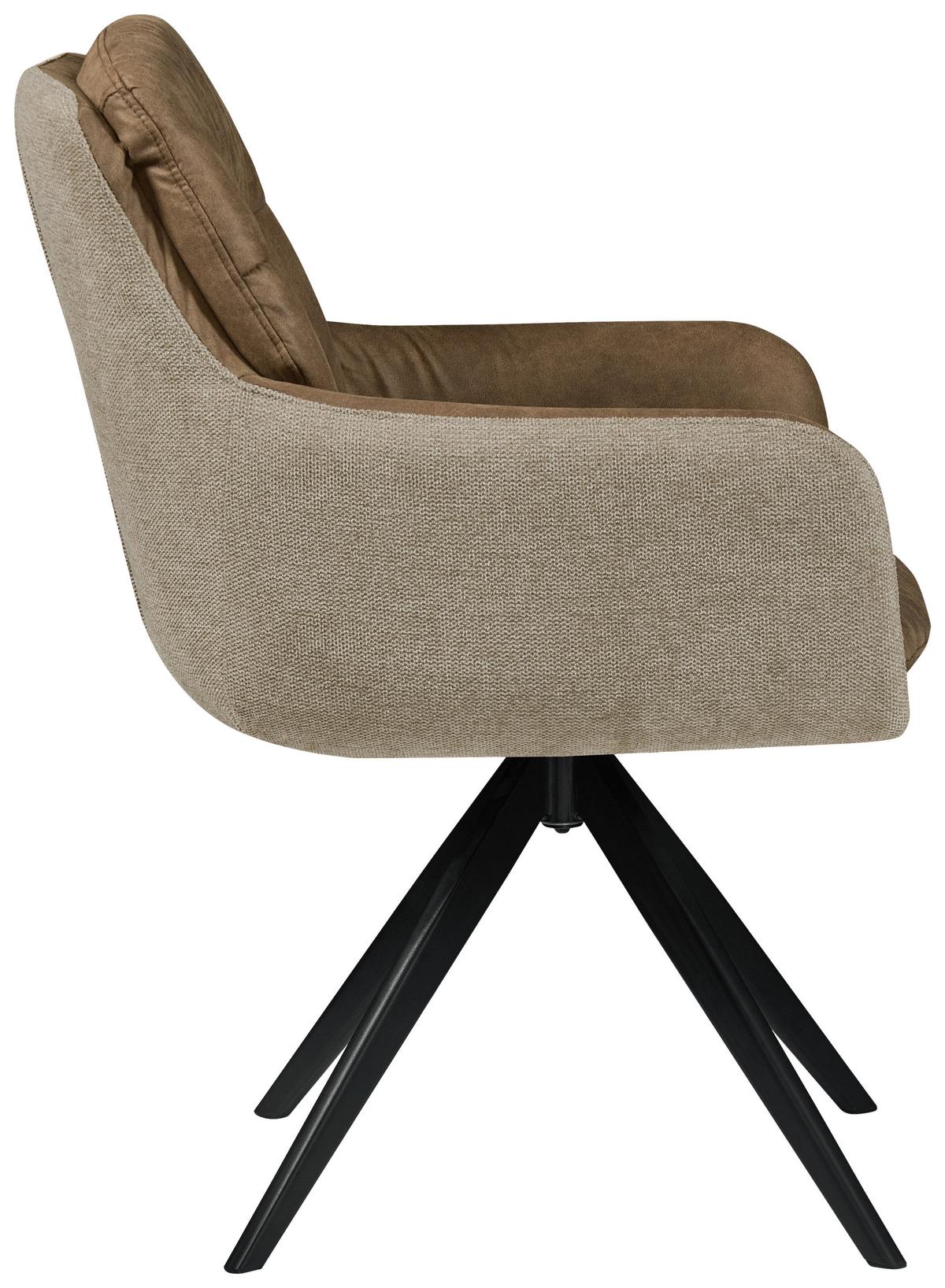 Armlehnstuhl Dian 125 - Schwarz/Braun, MODERN, Textil/Metall (57/87/64,5cm) - Kayoom