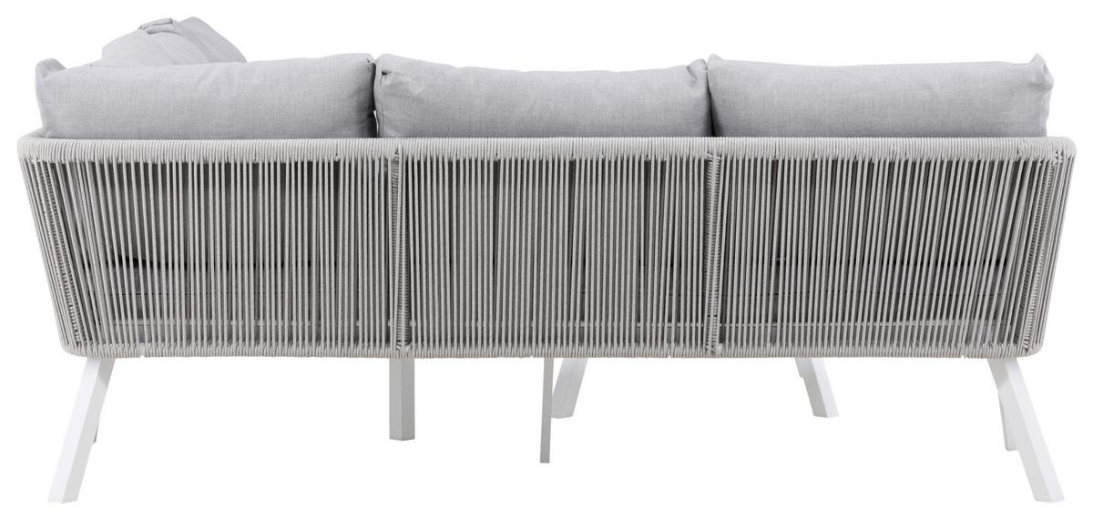 Loungegarnitur Virya - Weiß/Grau, KONVENTIONELL, Textil/Metall - Gardenson