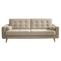 Pohovka s funkciou lôžka FJORD béžová - piesková/farba duba, Modern, drevo/kompozitné drevo (222/86/90cm) - MID.YOU
