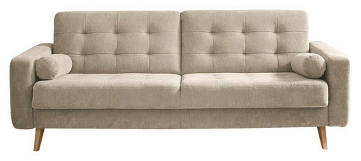 Pohovka s funkciou lôžka FJORD béžová - piesková/farba duba, Modern, drevo/kompozitné drevo (222/86/90cm) - MID.YOU