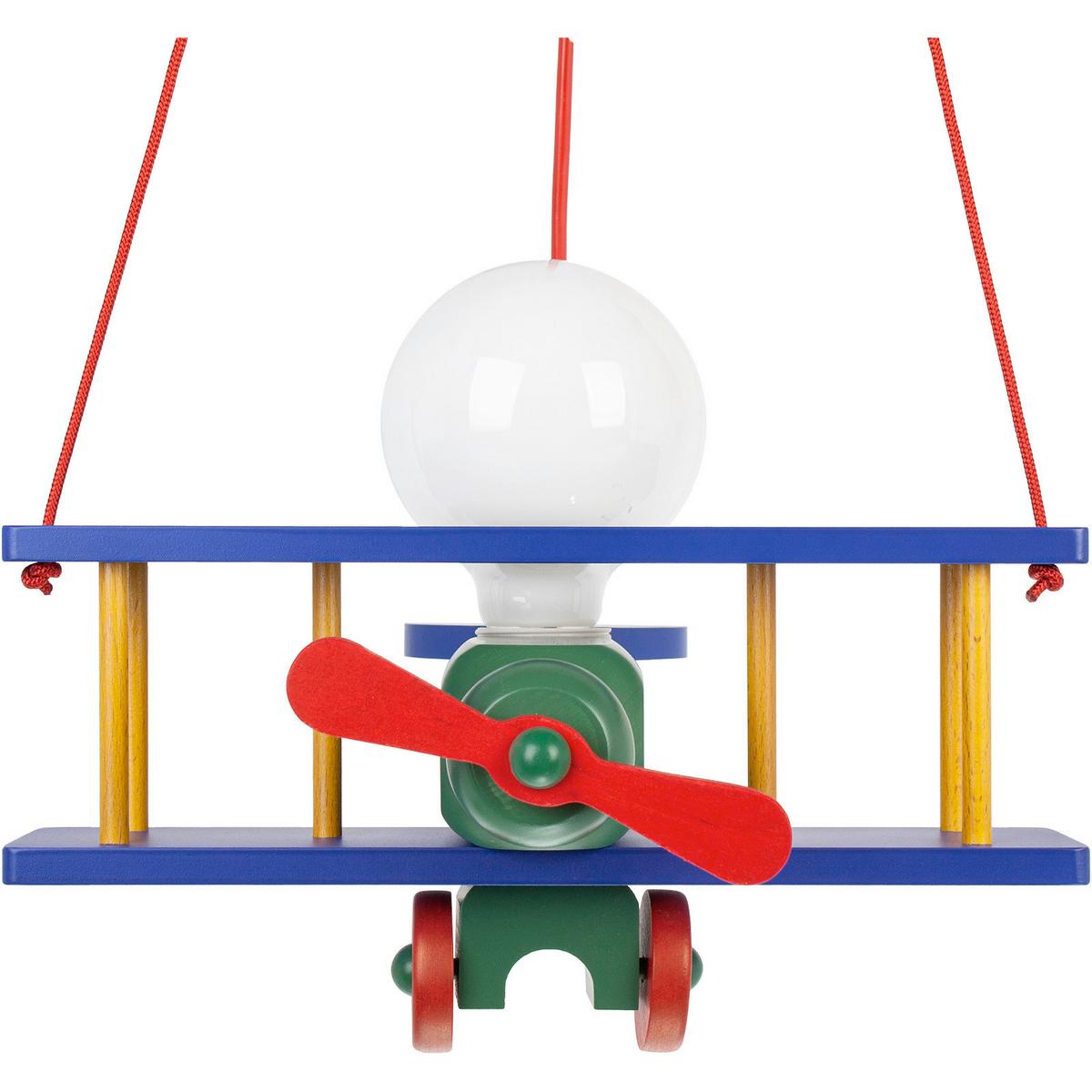 Kinderhängeleuchte Flugzeug H: 75 cm 1-Flammig - Multicolor, Basics, Holz (29/31/75cm)