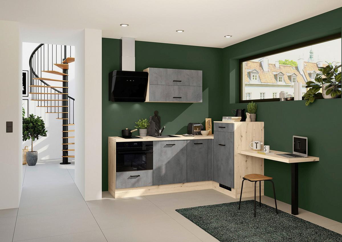 Eckküche Ip1200 - Eichefarben/Grau, Design, Holzwerkstoff (225/241cm) - Impuls