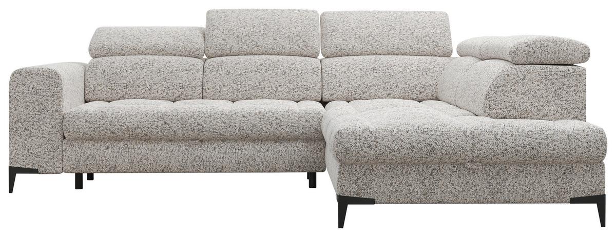 Rohová sedačka MASON, pravá, béžově krémově černá tkanina - černá/krémová, Moderní, kov/dřevo (271/211cm) - Mömax