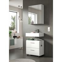 BADEZIMMER Ice Weiß/Weiß HG B: 60cm - Weiß Hochglanz/Schwarz, Trend, Glas/Holzwerkstoff (60cm) - MID.YOU