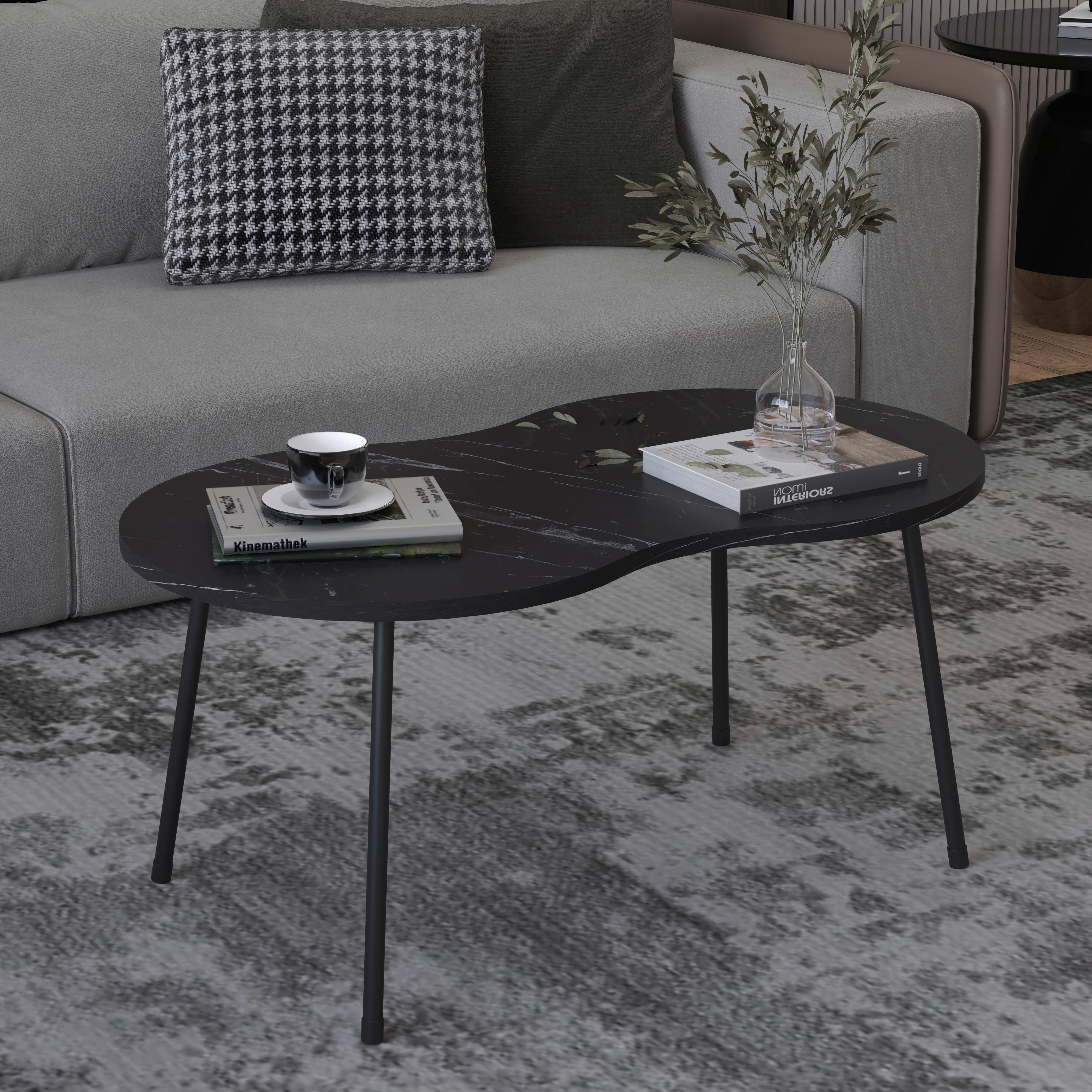 Couchtisch Mirola Schwarz L: 90 cm - Schwarz, Design, Holzwerkstoff (90/41/42cm) - MID.YOU