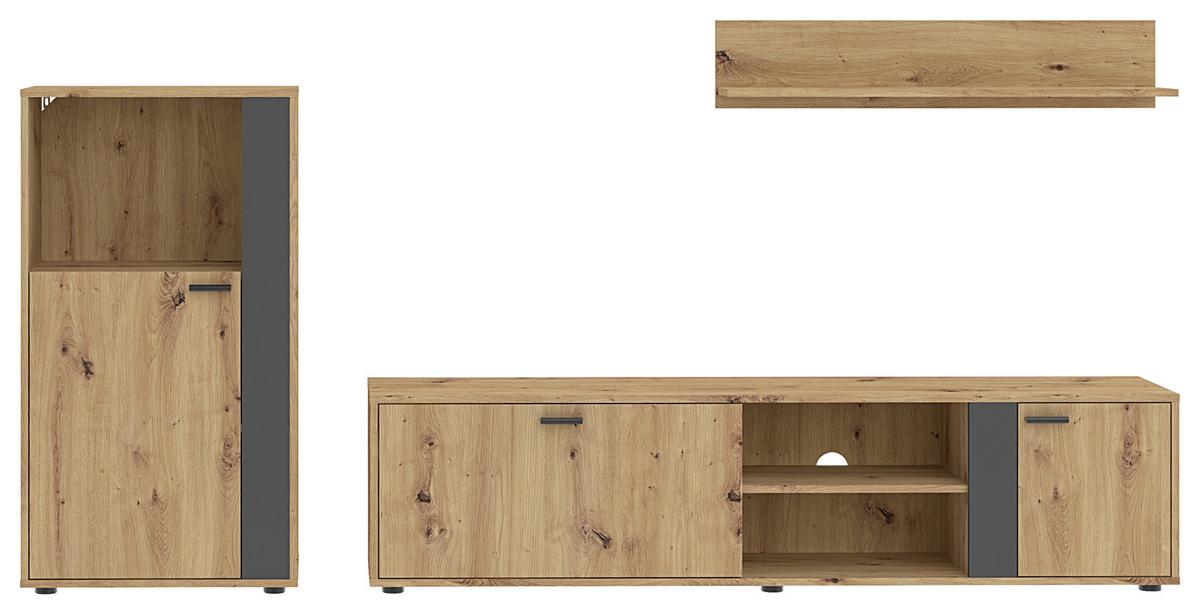 SKRINKA POD TV SLEDGE *CENOVÝ TRHÁK* - čierna/antracitová, Modern, kompozitné drevo/plast (170/42/33cm) - Based