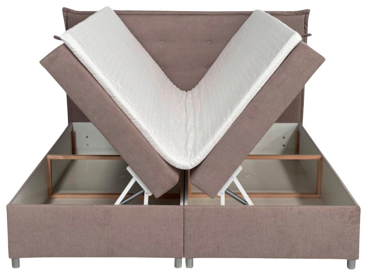 Boxbett Levie 180x200 Cm - Silberfarben/Hellgrau, Basics, Textil (180/200cm) - MID.YOU