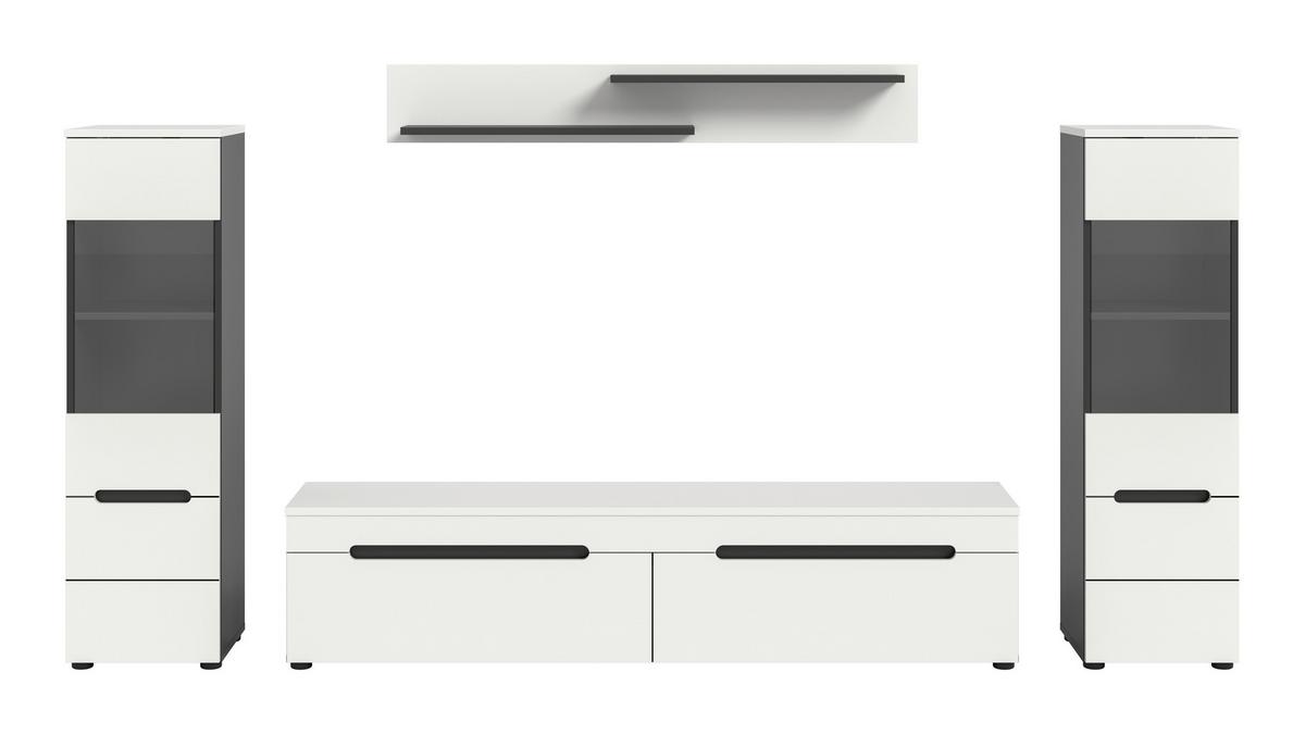WOHNWAND Canu Weiß B: 272cm - Schwarz/Weiß, Design, Holzwerkstoff (272/141/33cm) - Livetastic