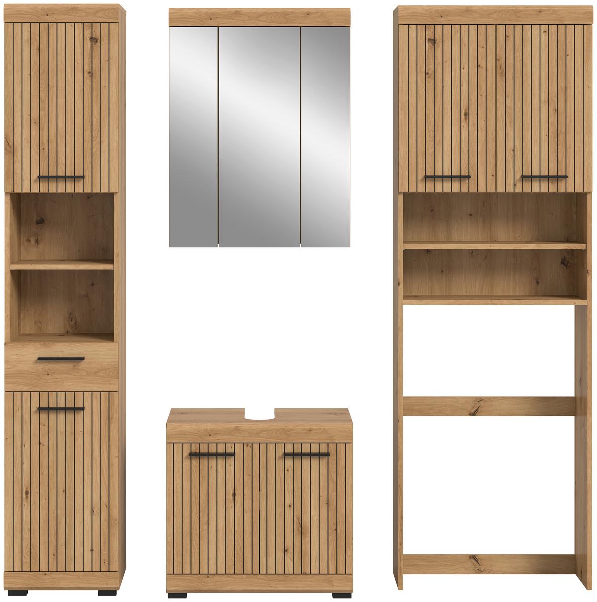 Badezimmer Scout Eiche Artisan Dekor B: 160cm - Schwarz/Eiche Artisan, Trend, Glas/Holzwerkstoff (160cm) - MID.YOU