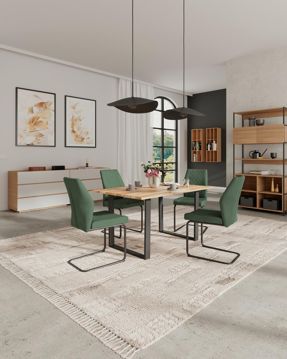 Stuhl Nina Velours Grün, B: 49 Cm - Grün, MODERN, Textil/Metall (44/98/60cm)