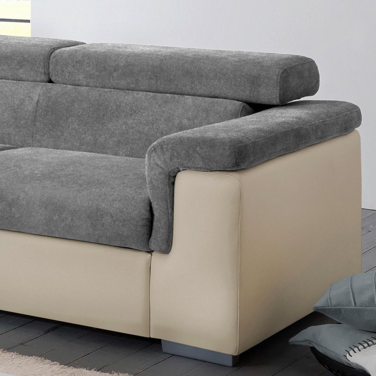 Sedacia súprava MILLA antracitová/hnedá ľavý roh - hnedá/antracitová, Basics, drevo/textil (217/252cm)
