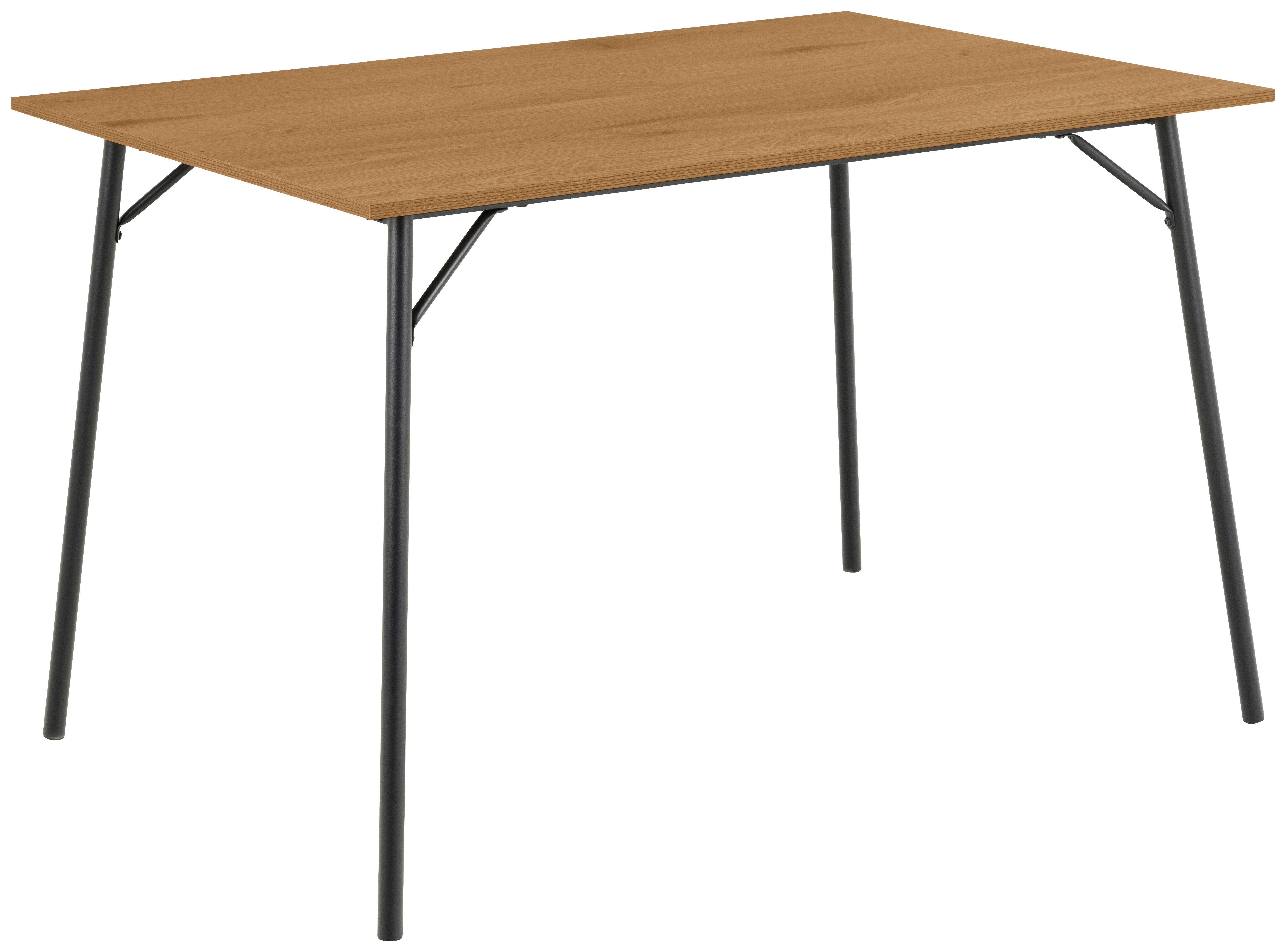 Jedálenský stôl PERU 120x80cm - čierna/farba duba, Design, kov/kompozitné drevo (120/80/75cm) - MID.YOU