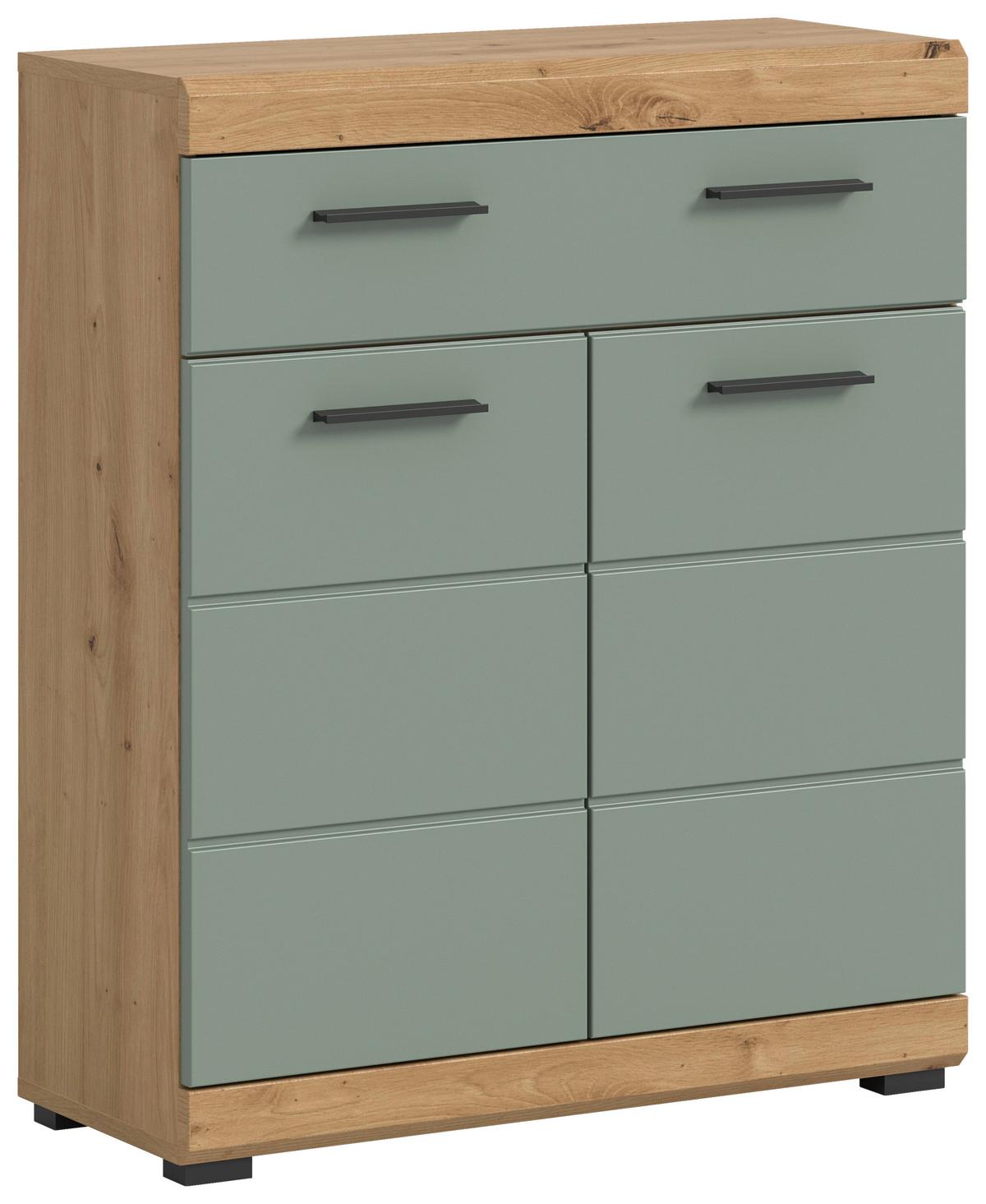 Midischrank Scout Eiche Dekor/salbeigrün B: 74cm - Salbeigrün/Eichefarben, MODERN, Holzwerkstoff (74/88/31cm) - MID.YOU