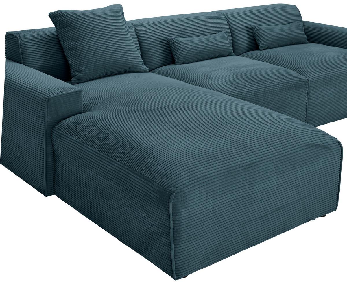 Ecksofa Pearl - Petrol/Schwarz, Design, Textil (196/303cm) - Livetastic